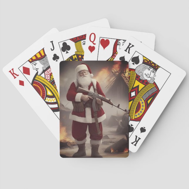 Baraja De Cartas Segunda Enmienda Santa Funny Navidades (Reverso)