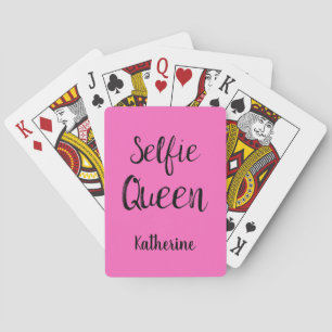 Baraja De Cartas Selfie nombre de reina Fuchsia personalizada rosa 