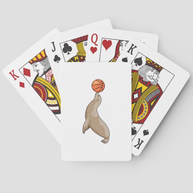 Baraja De Cartas Sello con baloncesto (Reverso)