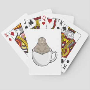 Baraja De Cartas Sello con taza de café