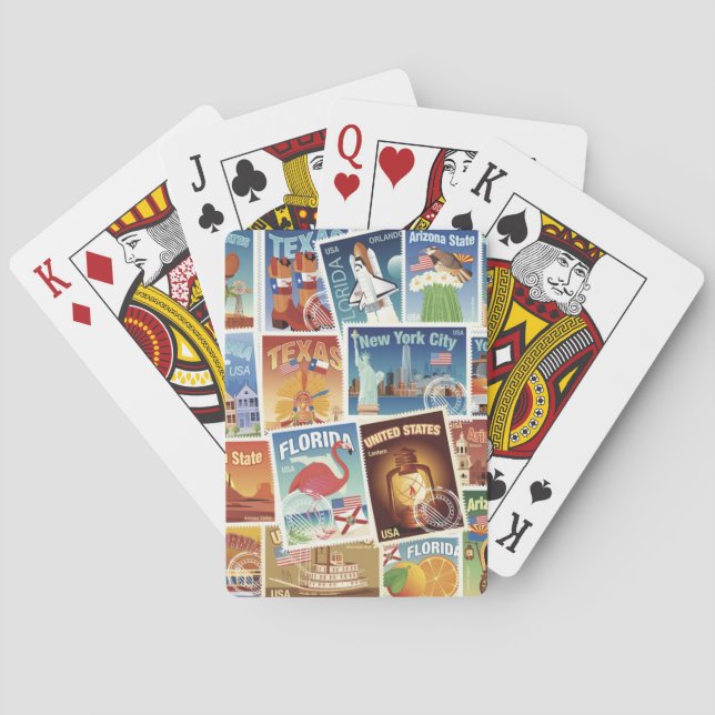 Baraja De Cartas Sellos de Estados Unidos (Reverso)