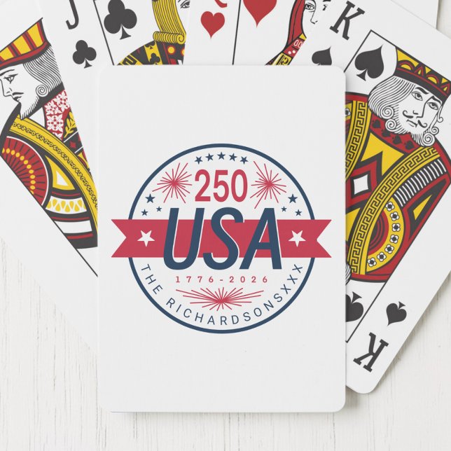 Baraja De Cartas Semicucentenario de EE. UU. 250 Aniversario de Amé (USA Semiquincentennial America's 250th Anniversary Poker Cards)
