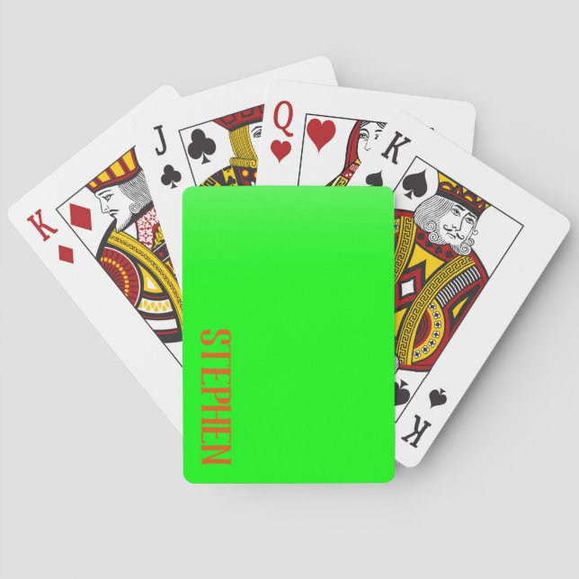 Baraja De Cartas Sencilla y moderna Lime Verde y Naranja - Personal (Reverso)