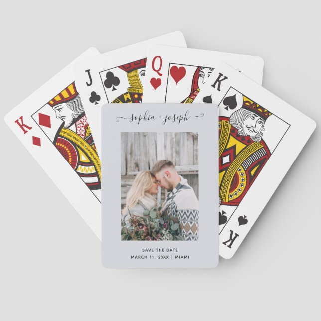 Baraja De Cartas Sencillo y elegante | Foto mínima Guardar la fecha (Reverso)