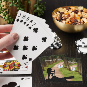 Baraja De Cartas Senderista con sendero forestal y brújula personal