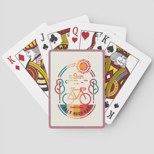 Baraja De Cartas Sendero Retro Half Moon Bay en Bicicleta  (Reverso)