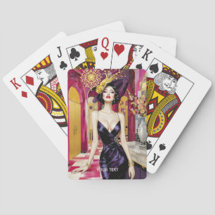 Baraja De Cartas Señora Art Déco Fantasía Lindo