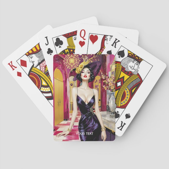 Baraja De Cartas Señora Art Déco Fantasía Lindo (Reverso)