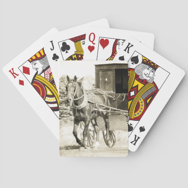 Baraja De Cartas Sepia de caballo y buggy (Reverso)