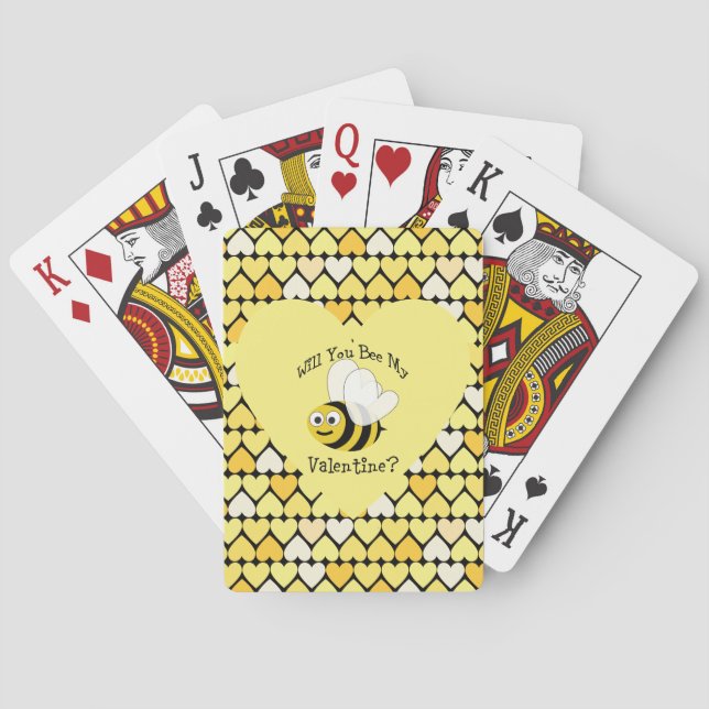 Baraja De Cartas ¿Serás Mi Valentín? Corazones amarillas (Reverso)