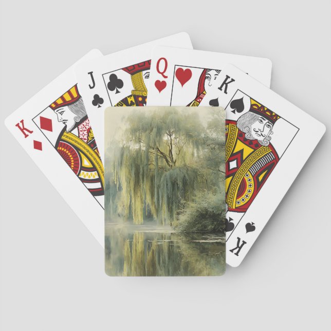 Baraja De Cartas Serene Willow Tree Reflection Nature Art (10) (Reverso)