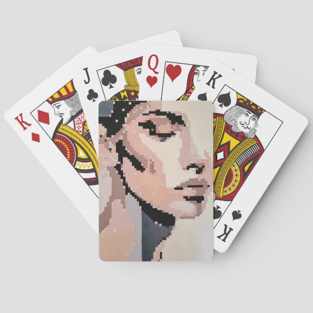 Baraja De Cartas Serenidad Retrato de Arte Pixel Neutral Moderno (Reverso)