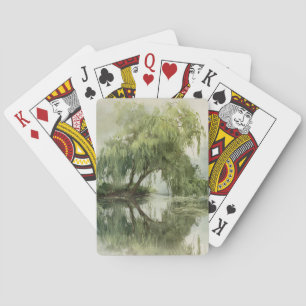 Baraja De Cartas Sereno Arte de la Naturaleza con Reflexión del Sau