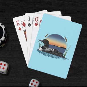 Baraja De Cartas Sereno Atardecer de Somorgujo Común Azul Fauna Lag