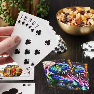Baraja De Cartas Serpiente Cobra con escalas turquesa y azul vibran