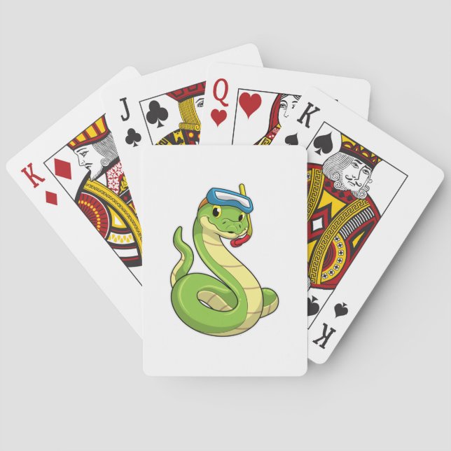 Baraja De Cartas Serpiente como buzo con Snorkel (Reverso)