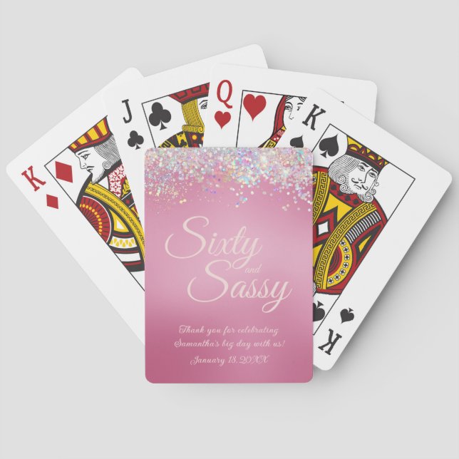 Baraja De Cartas Sesenta y Sassy 60th Birthday Party Favor (Reverso)