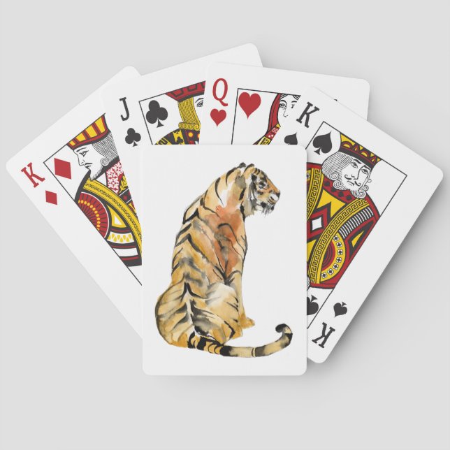 Baraja De Cartas Sesión de Tigre de acuarela (Reverso)