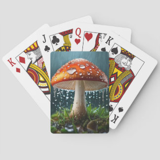 Baraja De Cartas Seta Solitaria bajo una Lluvia Intensa