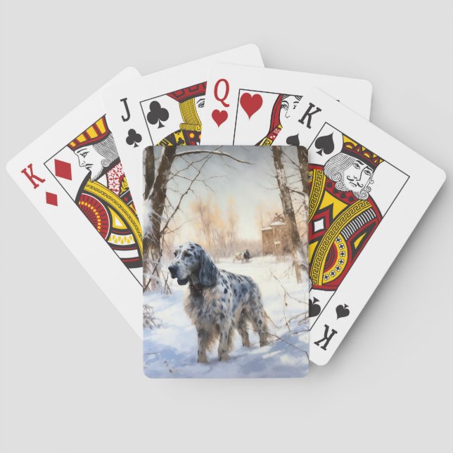 Baraja De Cartas Setter Inglés Deja que nieve Navidad (Reverso)