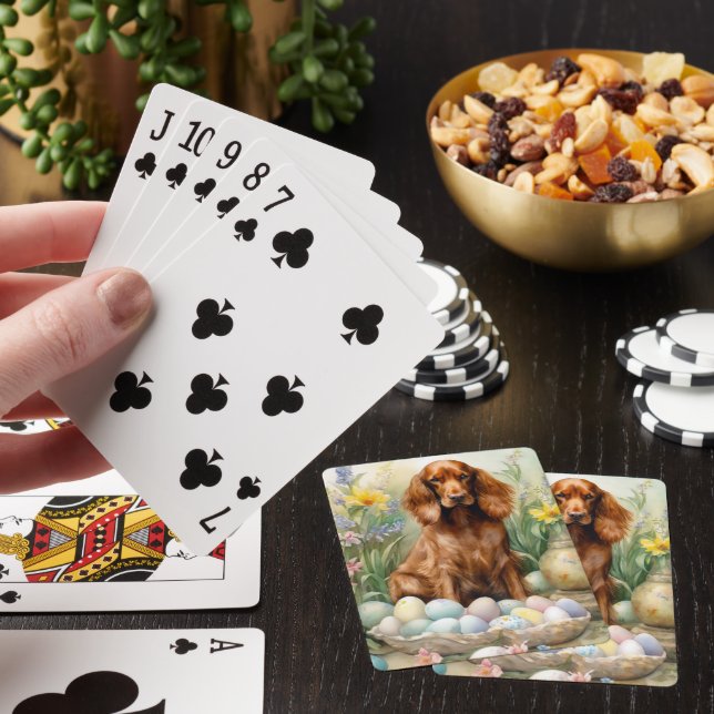 Baraja De Cartas Setter rojo irlandés con huevos de Pascua (In Situ)