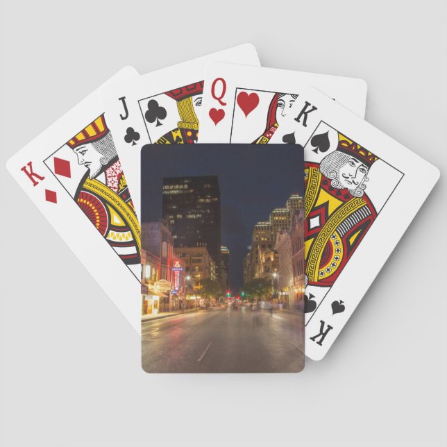Baraja De Cartas Sexta Calle En Dusk, En El Centro De Austin, Texas (Reverso)