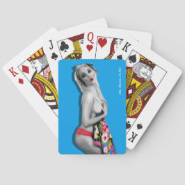 Baraja De Cartas Sexy Retro Pinup Chica Art Vintage Blue
