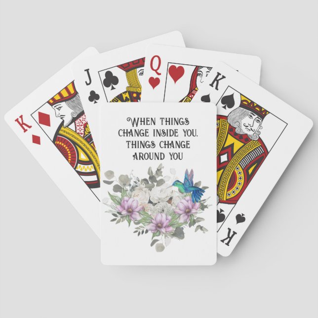 Baraja De Cartas Shabby chic flowers art and selflove quote (Reverso)