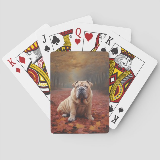 Baraja De Cartas Shar Pei se inspira en las hojas de otoño (Reverso)