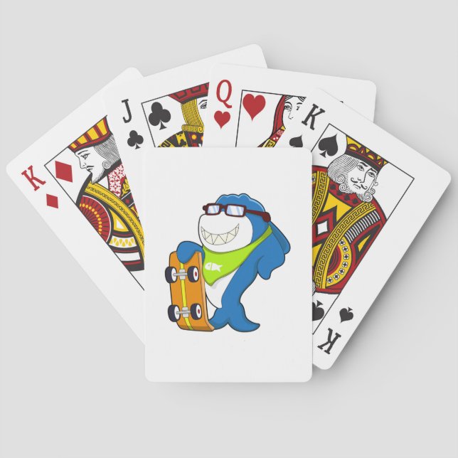 Baraja De Cartas Shark as Skater with Skateboard (Reverso)