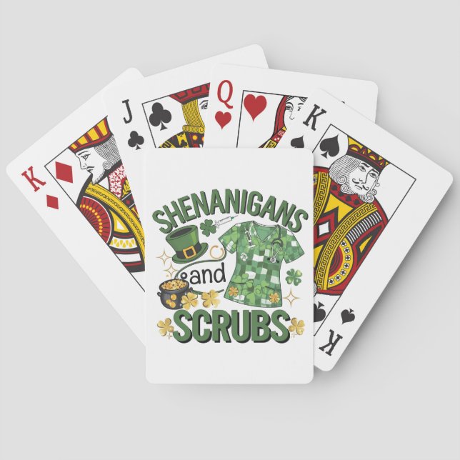Baraja De Cartas Shenanigans y Scrubs Enfermería divertida St Patri (Reverso)