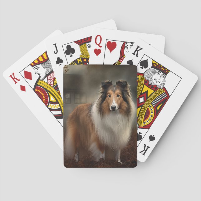 Baraja De Cartas Shetland Sheepdog Halloween Scary (Reverso)