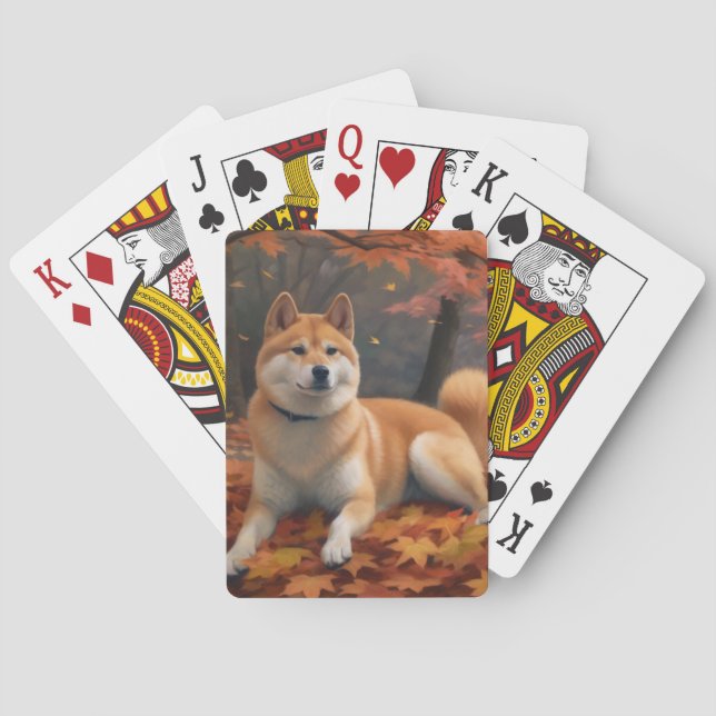 Baraja De Cartas Shib Inu en otoño se inspira (Reverso)