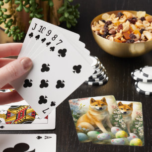 Baraja De Cartas Shiba Inu con huevos de Pascua Fiesta 