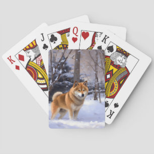 Baraja De Cartas Shiba Inu deja que nieve Navidades