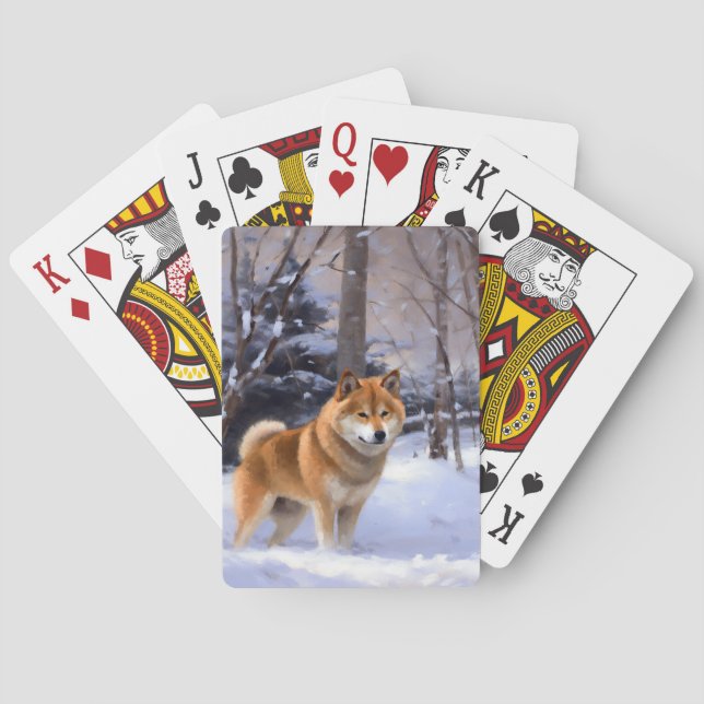 Baraja De Cartas Shiba Inu deja que nieve Navidades (Reverso)