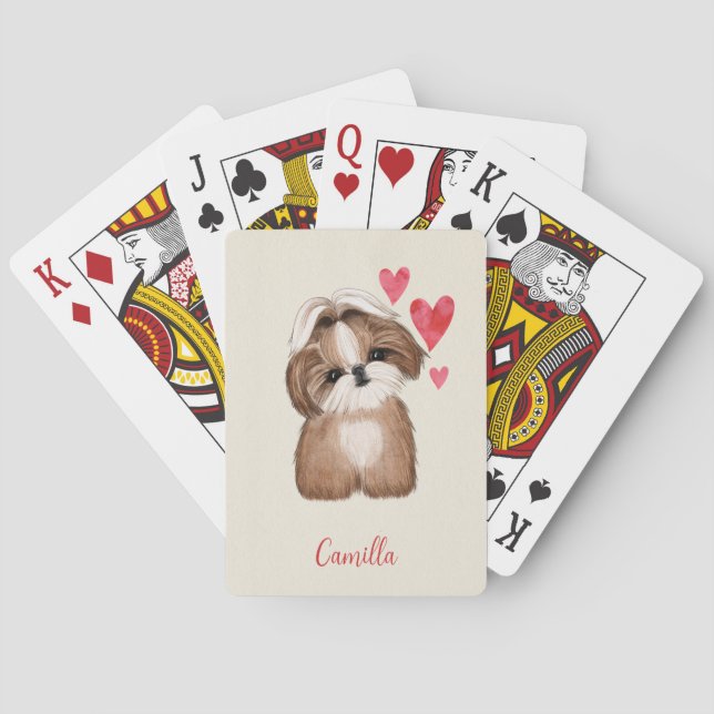 Baraja De Cartas Shih Tzu Dog Nombre Mascota personalizado (Reverso)