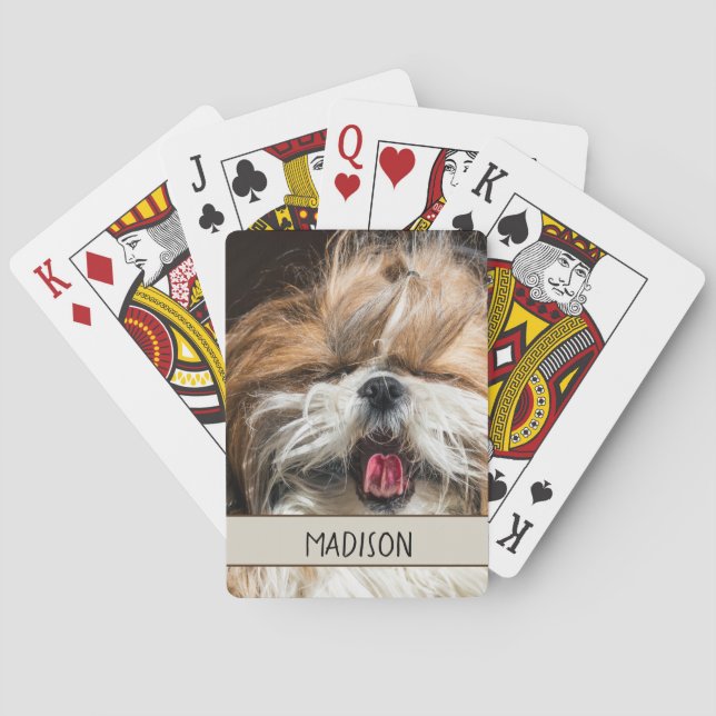 Baraja De Cartas Shih tzu gritando lengua graciosa linda Personaliz (Reverso)