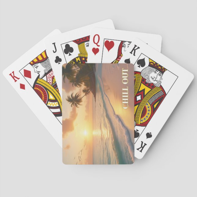 Baraja De Cartas Shuffle del amanecer: cuidado con la línea costera (Reverso)