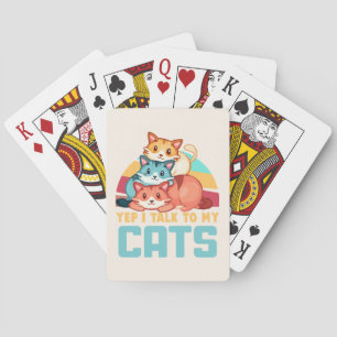 Baraja De Cartas Sí, hablo con el diseño de un gato de trío adorabl