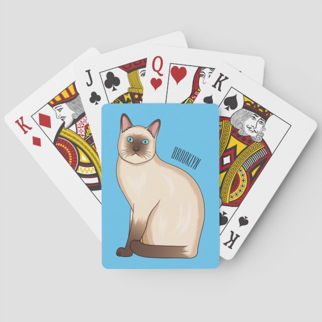 Baraja De Cartas Siamese cat cartoon illustration  (Reverso)