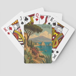 Baraja De Cartas Sicilia Italia Mediterráneo Isla Viaje