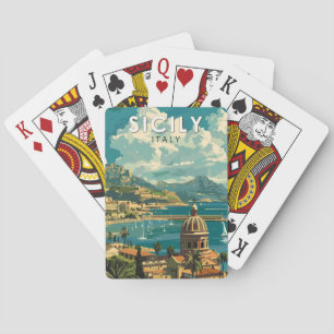 Baraja De Cartas Sicilia Italia Viaje de Arte Vintage