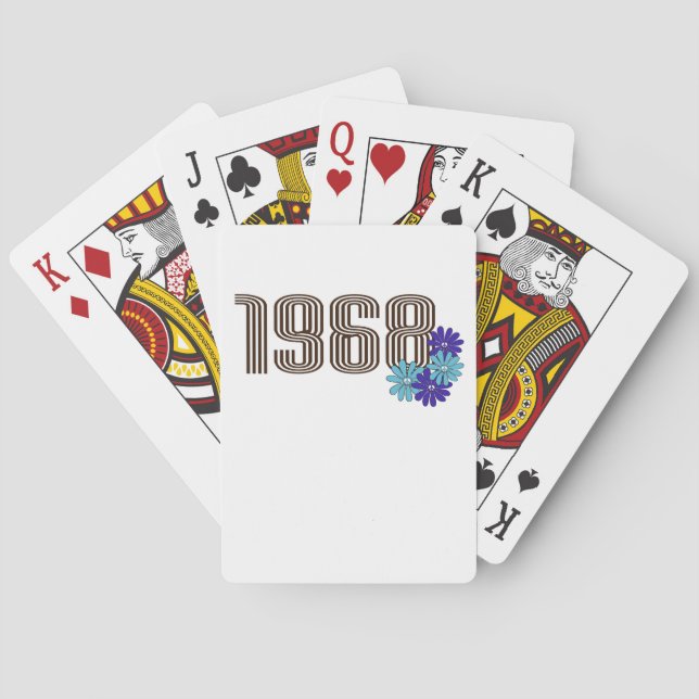 Baraja De Cartas Signo de paz de 1968 Flor hippie poder Aqua Purple (Reverso)