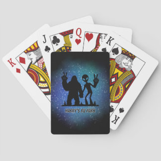 Baraja De Cartas Signo de Paz Sasquatch y Alien Personalizado Galác