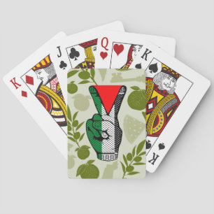 Baraja De Cartas Signo de victoria con mano de resistencia triángul