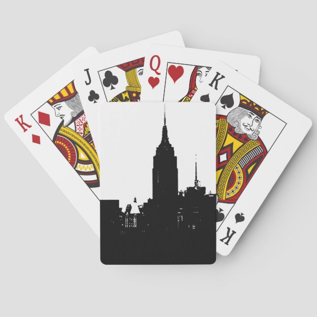 Baraja De Cartas Silhouette Black White New York (Reverso)