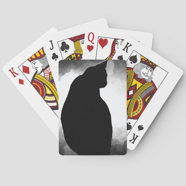 Baraja De Cartas Silhouette de gato negro (Reverso)