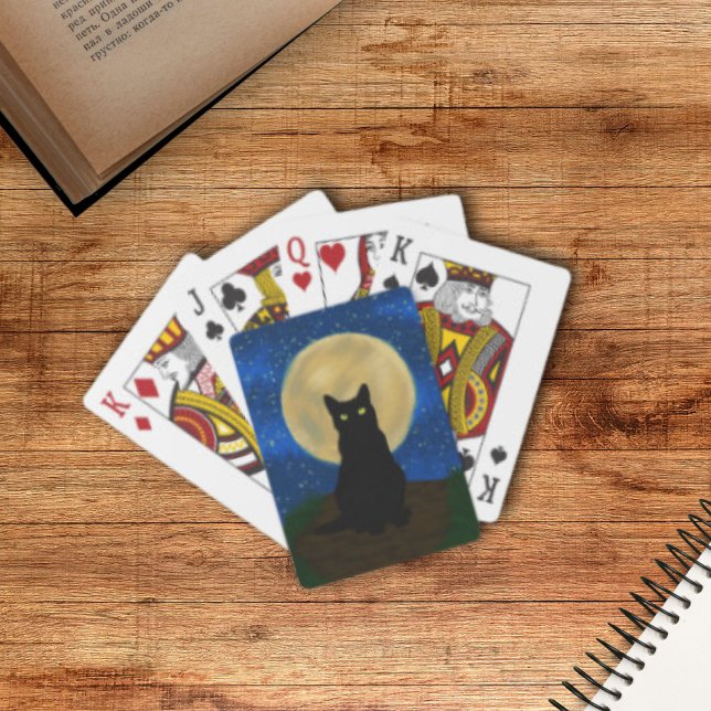 Baraja De Cartas Silhouette de Halloween Black Cat Moonlit (Subido por el creador)