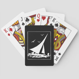 Baraja De Cartas Silhouette Retro Sailboat